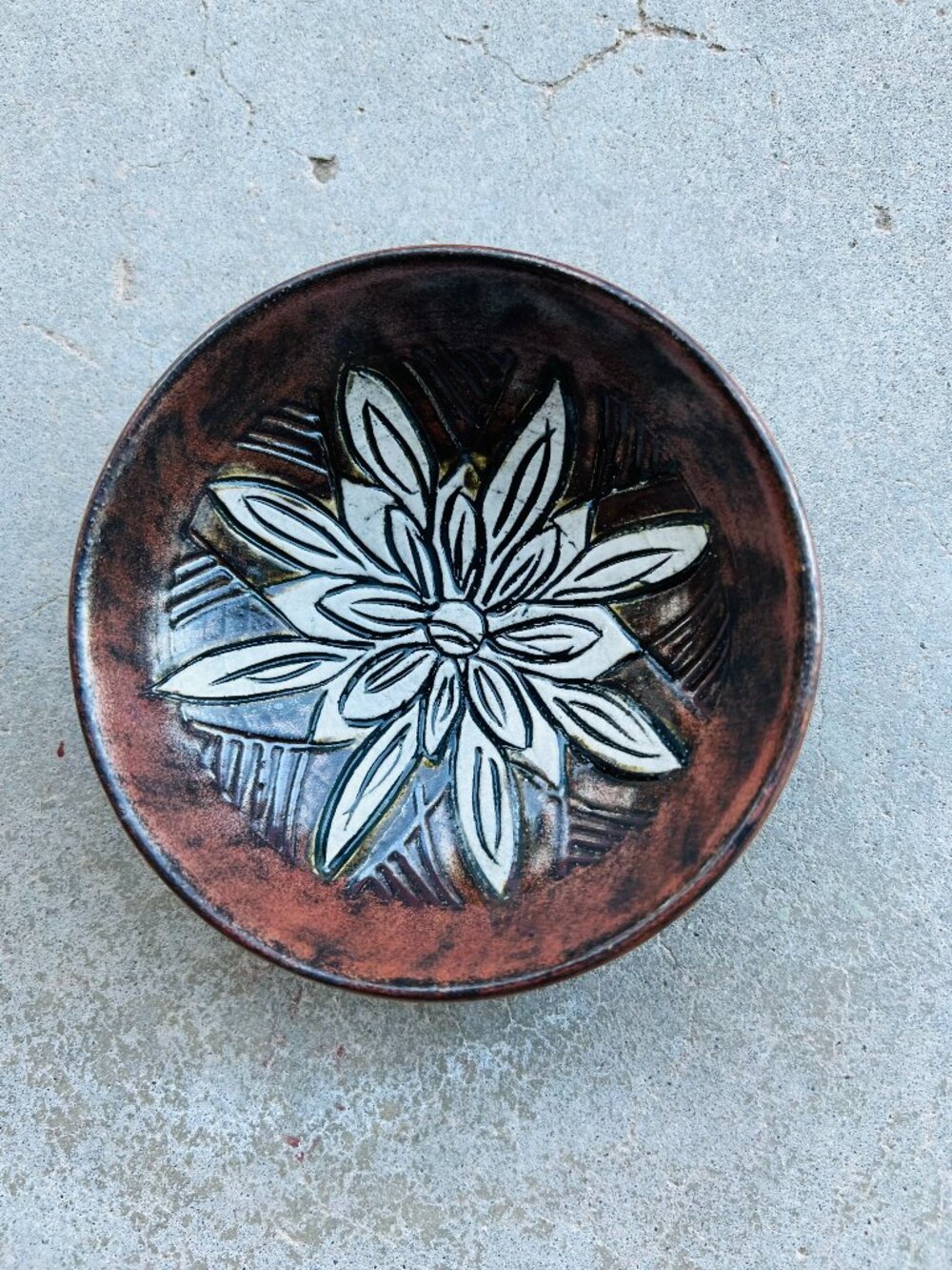 Handmade Floral Pottery Bowl